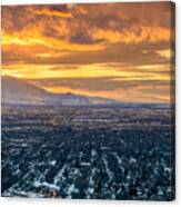 Golden Winter Sunset In Salt Lake City Canvas Print