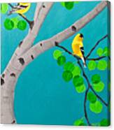Goldfinches In Aspen Canvas Print