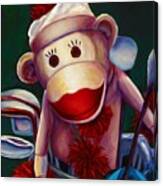 Golfer Sock Monkey Canvas Print