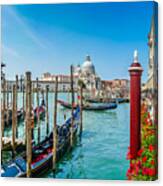 Gondola On Canal Grande With Basilica Di Santa Maria, Venice Canvas Print