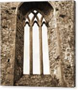 Gothic Window Athassel Priory Ireland County Tipperary Medieval Ruins Sepia Canvas Print