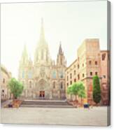 Gotic Cathedral  Of Barcelona Canvas Print