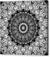 Gradient Black And White Mandala Canvas Print