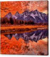 Grand Teton Orange Sunset Canvas Print