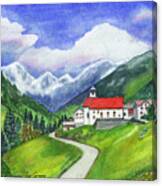 Swiss Village In The Alps Canvas Print