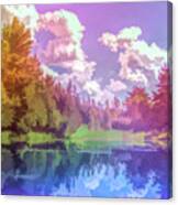 Graphic Rainbow Pond Reflections Canvas Print