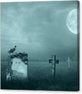 Gravestones In Moonlight Canvas Print