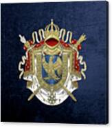 Greater Coat Of Arms Of The First French Empire Over Blue Velvet Canvas Print