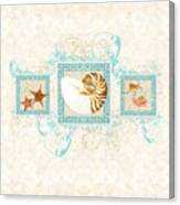 Greek Key Nautilus Starfish N Conch Shells Canvas Print