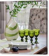 Green Decor Dinning Table Place Settings Canvas Print