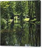 Green Trees Reflected In River Water Canvas Print