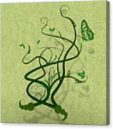 Green Vine And Butterfly Canvas Print