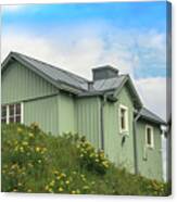 Green Wooden House In Sweden Canvas Print