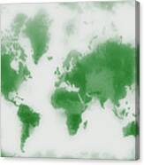 Green World Map Canvas Print