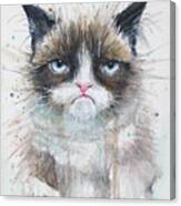 Grumpy Cat Watercolor Painting Canvas Print