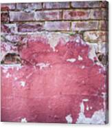 Grunge Red Wall With Broken Plaster Canvas Print