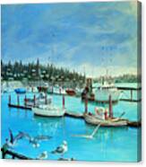 Gulls At Newport Harbor Canvas Print