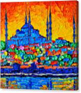 Hagia Sophia At Sunset Istanbul Abstract Cityscape Palette Knife Oil Painting By Ana Maria Edulescu Canvas Print