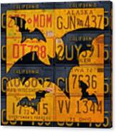 Halloween Bats Recycled Vintage License Plate Art Canvas Print