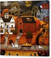 Halloween Hay Ride - A Folkartmama - Folk Art Canvas Print