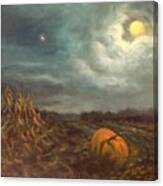 Halloween Mystery Under A Star And The Moon Canvas Print
