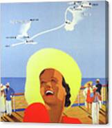 Hamburg - America Cruise, Smiling Woman On Boat Canvas Print