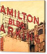 Hamilton Bldg Parking Sign Canvas Print