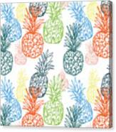 Happy Pineapple- Art By Linda Woods Canvas Print
