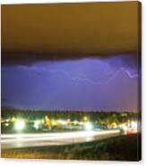Hard Rain  Lightning Thunderstorm Over Loveland Colorado Canvas Print