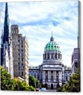 Harrisburg Pa - Capitol Building Seen From State Street Canvas Print