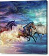 Herd Of Horses In Pastel Canvas Print