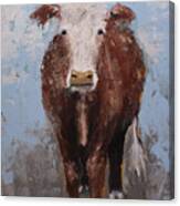 Hereford Brown Cow Portrait Farm Animal Painting Canvas Print