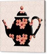 Hibiscus Pattern Teapot Canvas Print