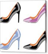 High Heel Shoes In Black,serenity Blue And Bodacious Pink Canvas Print