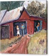 Hillside Talk - Rural Barn - Landscape Canvas Print