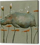 Hippo Underwater Canvas Print