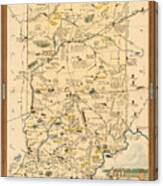 Historical Illustrated Map Of Indiana - Cartography - Vintage Map Canvas Print