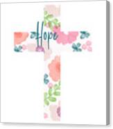 Hope Floral Cross- Art By Linda Woods Canvas Print
