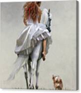 Horse Rider And Dog Canvas Print