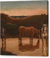 Horses At The Ford Canvas Print