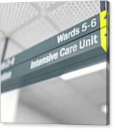 Hospital Directional Sign Intensive Care Unit Canvas Print