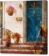 House - Blue Front Door Canvas Print
