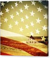 House And Flag Double Exposure Canvas Print