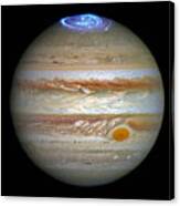 Hubble Captures Vivid Auroras In Jupiter's Atmosphere Canvas Print