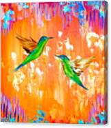 Hummingbirds With Orange Canvas Print