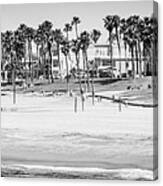 Huntington Beach Panorama Black And White Photo Canvas Print