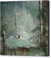 Hut In A Wintry Forest By Alexei Savrasov 1888 Canvas Print