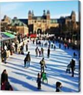 #ice #amsterdam Ice Skating In Front Of Canvas Print