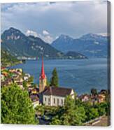Idyllic Swiss Mountain Lake Scenery Canvas Print