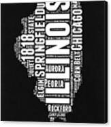 Illinois Black And White Word Cloud Map Canvas Print